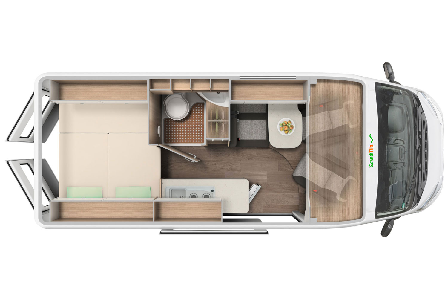 SkandiTrip petit camping car comfortable living room section