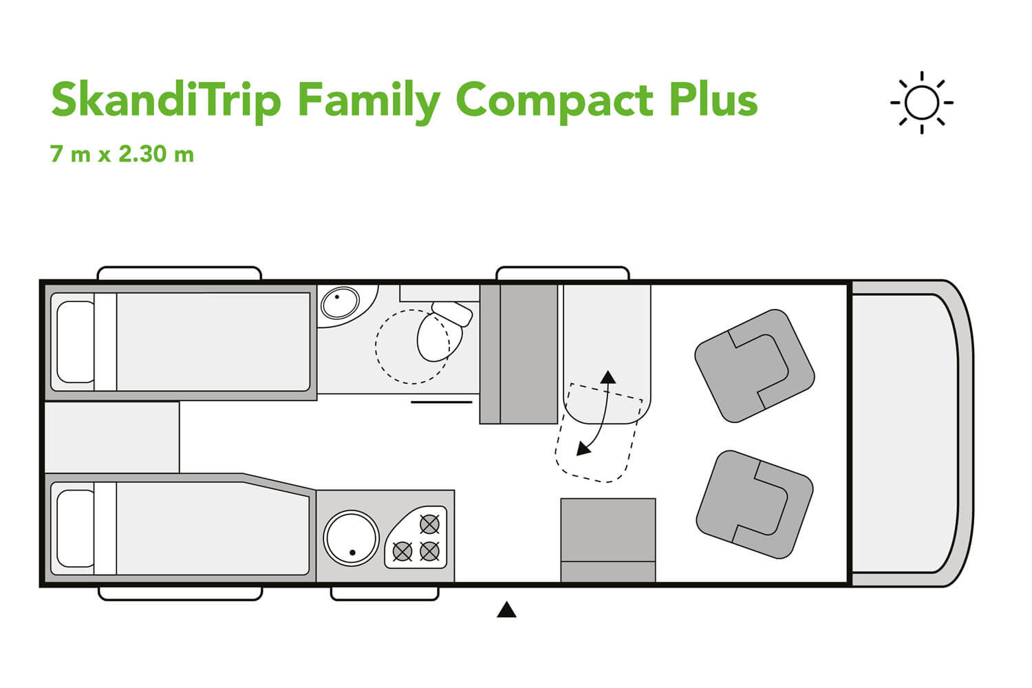 SkandiTrip small motorhome nighttime blueprint